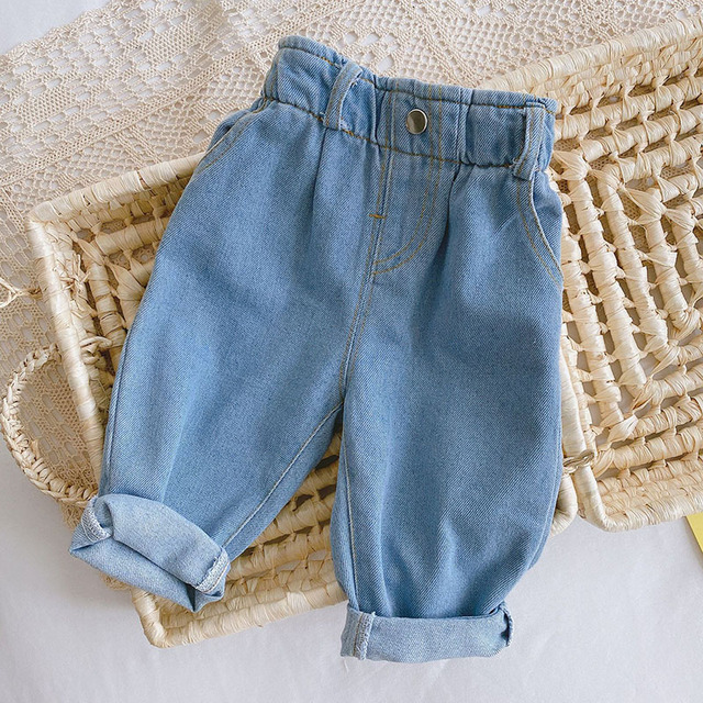 MILANCEL 2022 Spring New Kids Pants Waist Bud Girls Pants Fashion Boys Denim Pants Girl Jeans