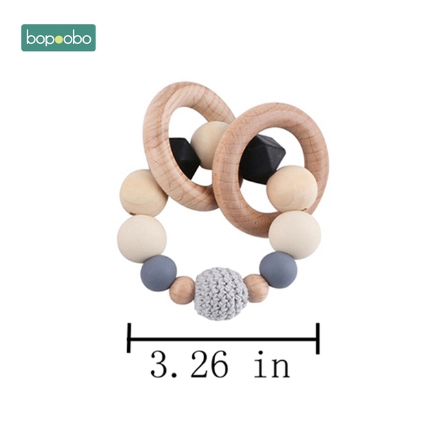 Baby Wooden Toy Stroller Clip Baby Mobile Stroller Customized Silicone Pill Pacifier Chain Chew Silicone Rattle Baby Wooden Teether