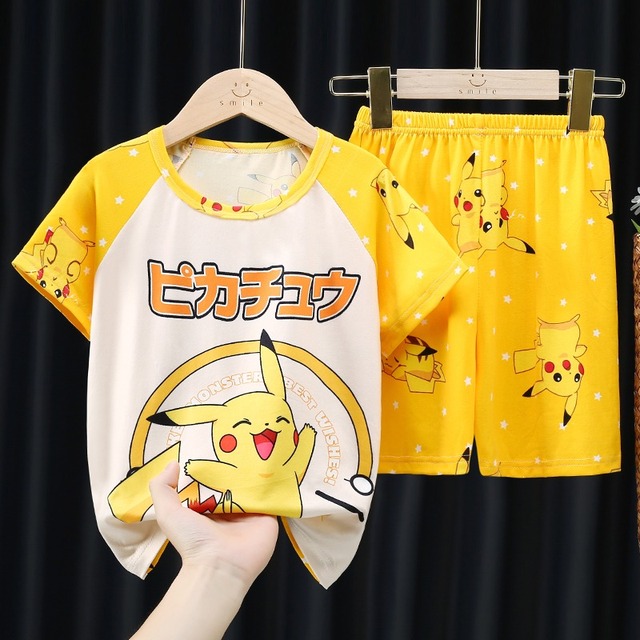 2022 Summer New Pokemon Children's Pajamas Set Cartoon Cozy Boys Girls Kawaii Pikachu Kids Clothes Gift Homewear Wholesale