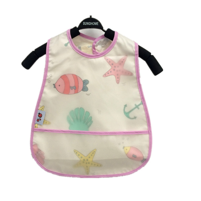 Baby Sleeves Waterproof Bib Cartoon Pattern Lunch Feeding Scarf Soft Cotton Baby Bibs EVA Layer Adjustable Saliva Cloth