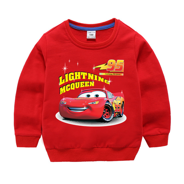 Autumn Children Girls Clothes Cartoon Lightning McQueen Cars Printed Long Sleeve Sweatshirt Casual Teenagers Boys Tops