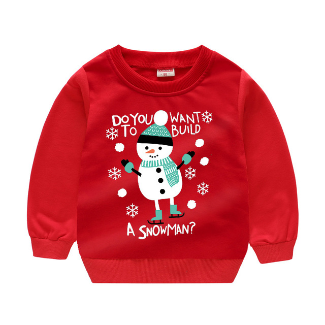 Christmas Children's Clothing Boys Girls Sweater Long Sleeve Sweatshirts Pullover Tops Cartoon Santa Snowman Print