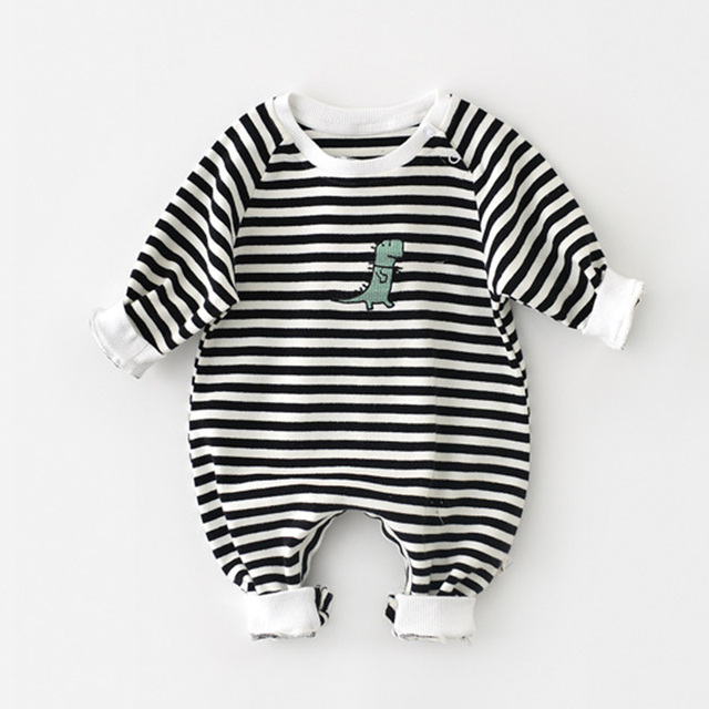 Baby Boys Long Sleeve Spring 2022 Clothes Newborn Baby Romper Striped Bodysuit 3-18 Months Baby Clothes