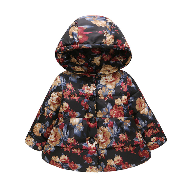 Baby Girls Boys Jackets Baby Clothes 2021 Autumn Kids Hooded Coats Winter Toddler Warm Snow Suit Baby Cotton Flower Outerwear