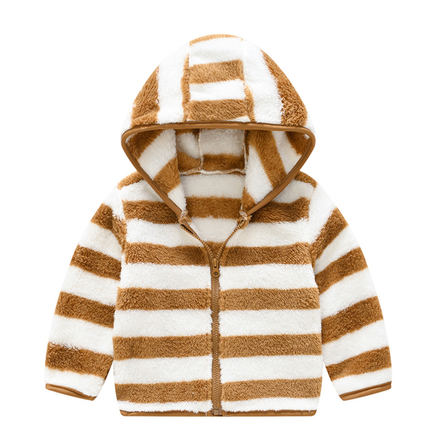 Autumn Jackets For Baby Boy Trench Children's Clothing Girls Warm Hooded Striped Outerwear Windbreaker Baby Kids Coats JYF