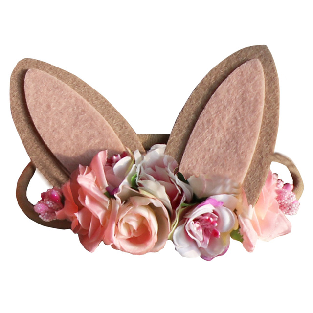 Baby Wide Bunny Ear Floral Headbands Photography Prop Lacehair Bows Bands For Babies Infant Hairbands Hair Accessories