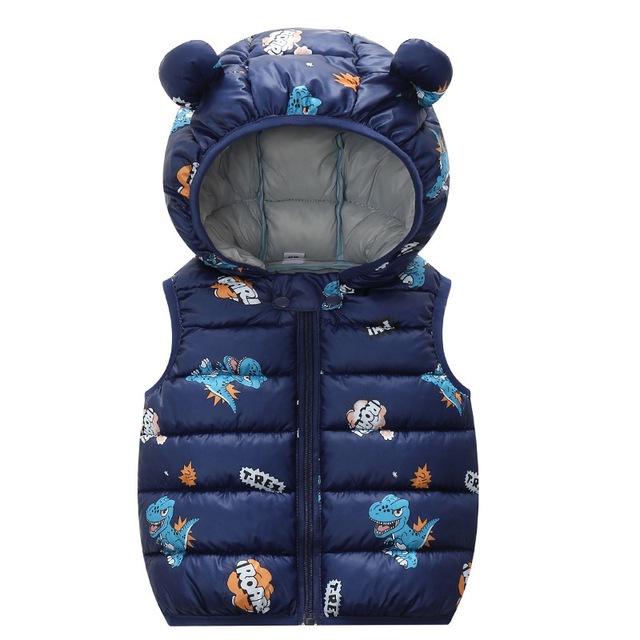 Children Outerwear Baby Girl Clothes Winter Boy Vest Autumn Clothes Infant Waistcoat Dinosaur Sleeveless Toddler Hooded Cotton Coat