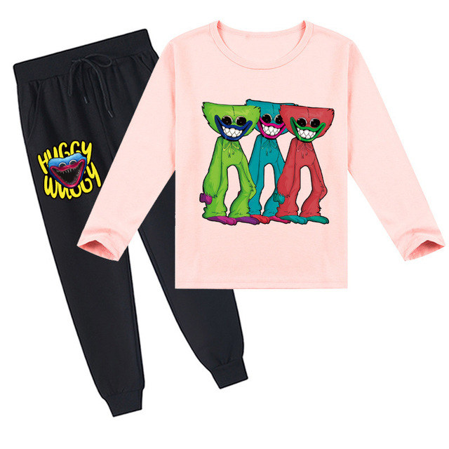 poppy game play tshirt kids satire wugy t shirt boys long sleeve tops pants 2pcs sets girl cartoon outfit children tracksuit