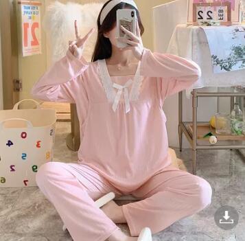 Pajamas Clothes Women Breastfeeding Set Leisurewear Nursing Suits Pregnant Woman Pajamas Twinset Breastfeeding Tops Pant 2pcs