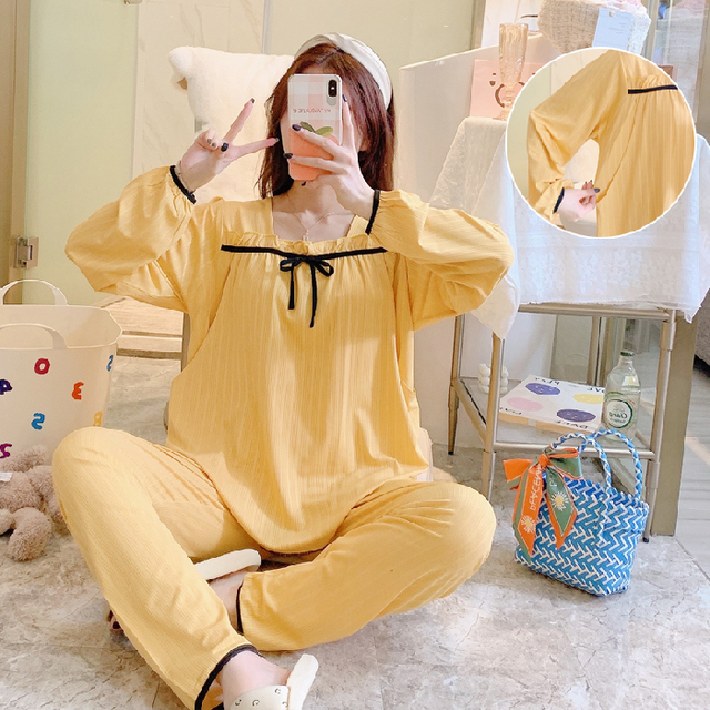 Fashion Cotton Maternity Nursing Pajamas Long Sleeve Pregnant Women Sleepwear Pregnancy Clothes Breastfeeding 2pcs Pajamas Suit