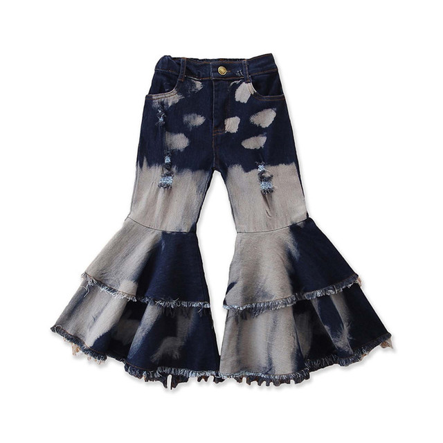 Spring All-match Girls Jeans Trumpet Elastic Waist Flared Pants Children Trousers Bell bottomed Jeans For Girl Clothing 2-7Years