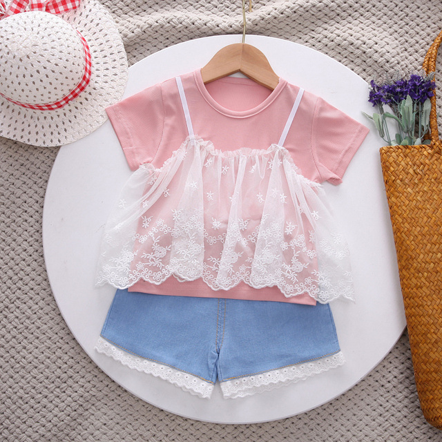 New summer baby clothes suit children girls fashion cute shirt shorts 2pcs/sets baby costume cotton casual kids sportswear