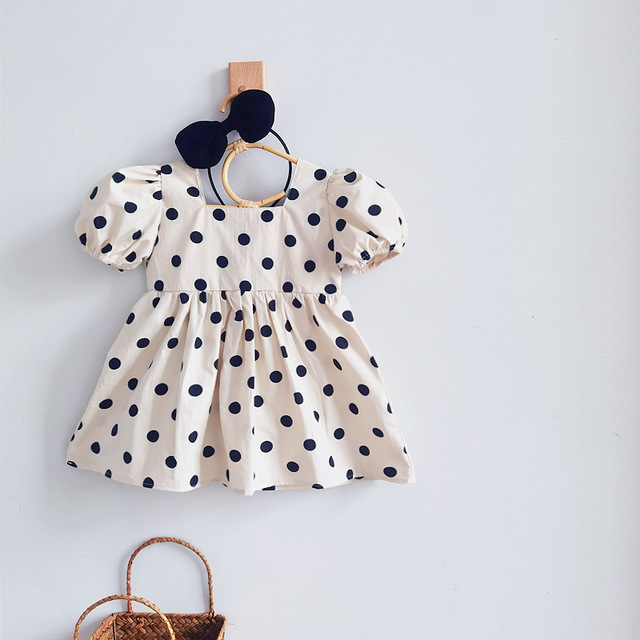 Children's Skirt Summer Clothes Newborn Sister Outfit Jumpsuit Dress Cotton Wave Point Sweet Ins Dots Baby Girl Romper Headband