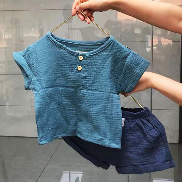 2022 summer new baby clothing sets gauze T-shirt and shorts pants 2pcs/set baby boy clothes set