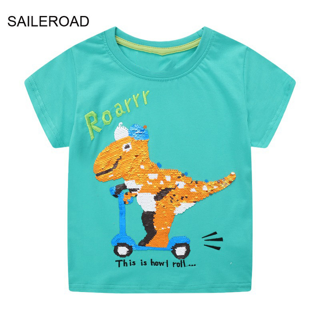 Seieroad Summer T-shirt Cotton Short Sleeve T-shirt Cartoon Dinosaur T-shirt Kids T-shirt Baby Girls Boys Kids Tops