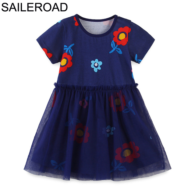 Glieroad 2-8 Years Baby Girls Cute Unicorn Princess Dress Girl Summer Short Sleeve Dresses Kids Clothes Children Suits