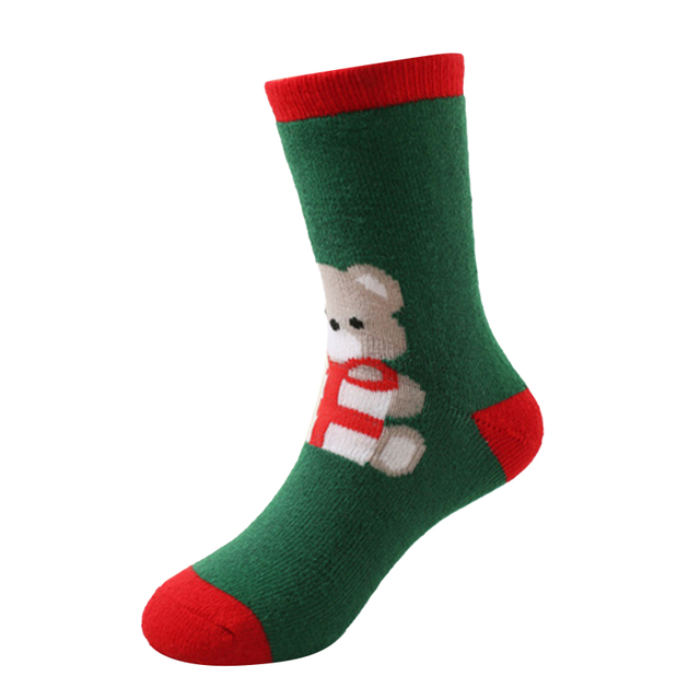 1 Pair Spring Winter Autumn Baby Girls Boys Kids Socks Children Striped Terry Snowflake Elk Santa Claus Christmas Bear