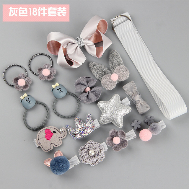 Cute Baby Girl Headbands Set 18pcs Children Hair Clip Set Little Girl Hair Accessories Bows for Baby Girl Elastic Headdress Gift