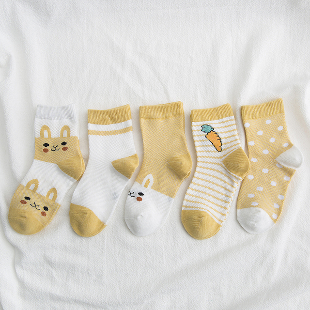 5Pairs/Lot 0-9Y Kids Socks Summer Cotton Cartoon Animal Kids Socks Carrot Girls Mesh Cute Newborn Boy Toddler Children Socks