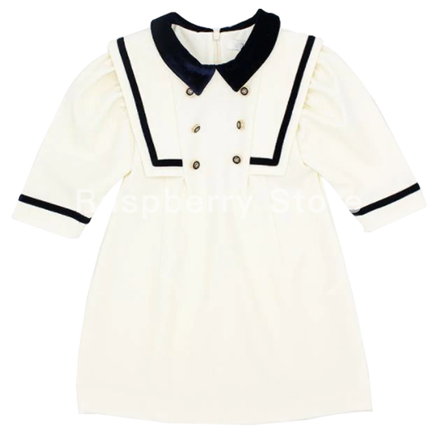 Girls' navy collar dress, navy style, for summer