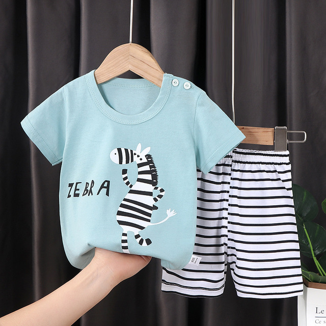 Seieroad Children's Summer Clothes Dinosaur Boys Cartoon T-shirt T-shirt + Pants Kids Clothes Short Sleeve Teenage Clothing Set Tracksuit