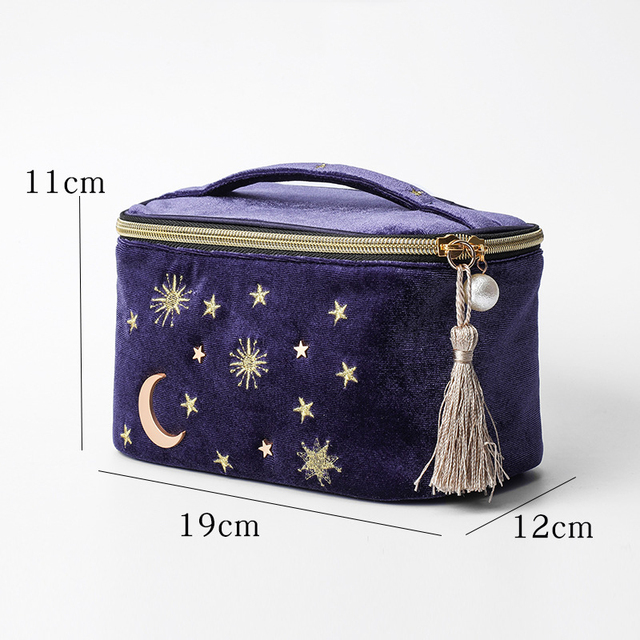 Japanese Style Velvet Cosmetic Bag Large Capacity Storage Lipstick Cosmetics Jewelry Marine Velvet Cosmetic Bag