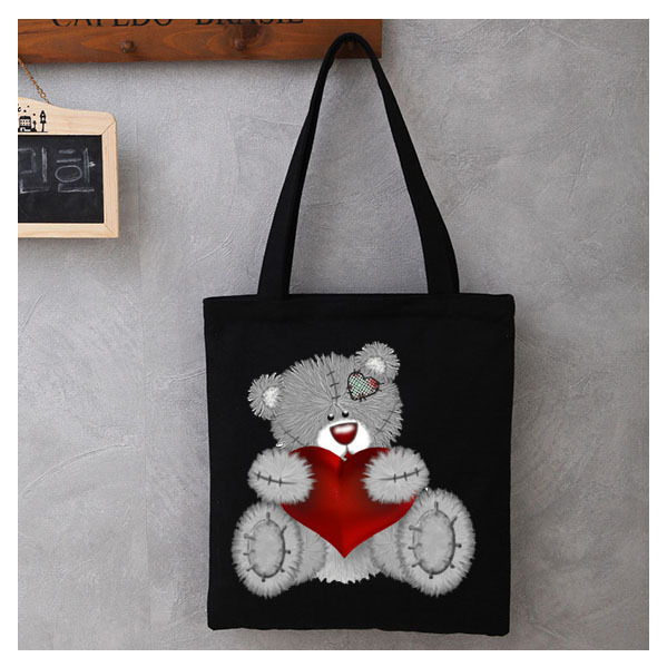 Women Cartoon Anime Bear Shopping Bag Shopper Foldable Reusable Canvas Handbag Harajuku Style Student Bag Canvas Tote Bag Newest