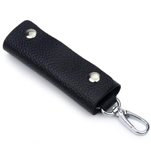 Portable High Quality Leather Key Case Double Snap Button Handmade Durable Simple Practical Color