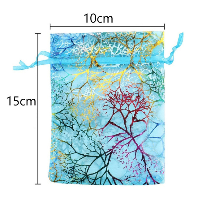 100pcs/lot Colorful Organza Drawstring Bags Pouch Bag Jewelry Packaging Bags Wedding Gift Bags