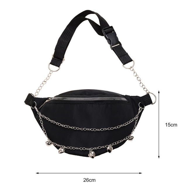 Waist Bags Women Solid Color Chain Fanny Pack Belt Bag Female Chest Phone Pouch Women Leisure Reusable Nylon Passenger Bag