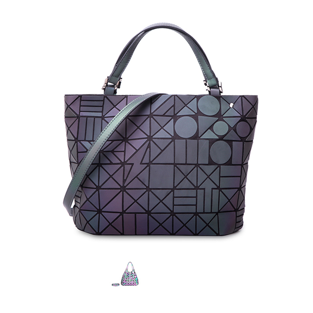 Ladies Luminous Bao Bag Geometric Women Luxury Handbag Shoulder Bag Set Folding Hand Crossbody Bag Female Purse & Purse