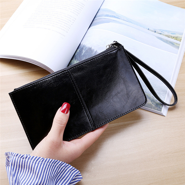 New Fashion Women Office Lady PU Leather Long Wallet Clutch Zipper Business Bag Wallet Card Holder Large Capacity Wallet