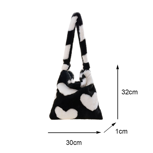 Fashion Ladies Furry Plush Shoulder Bag Women Fashion Cow Pattern Shoulder Crossbody Casual Female Hit Color Soft Messenger Bag