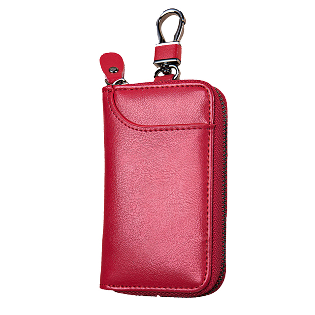 PU Leather Men Women Key Wallet Card Holder Car Housekeeper Coin Purse Keychain Zipper Key Bag With Key Rings