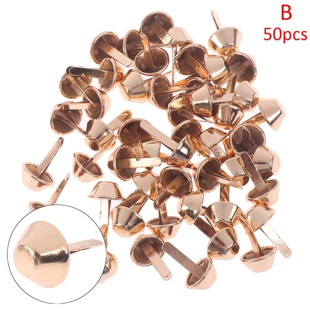 50pcs Punk Rock Rivets 12mm Metal Crafts Purse Feet Rivets Studs Pierced For Purse Handbag Leather Bag DIY Accessories