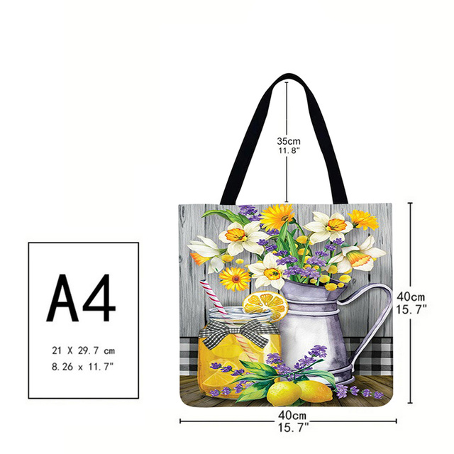 Practical Linen Square Shopping Bag Casual Ladies Daily Shopping Bag Large Capacity Storage Household Handbags