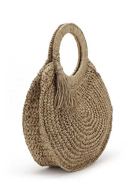 Rattan straw summer women's bag fashion woven circular ladies large capacity travel woman luxury handmade fashion handbag