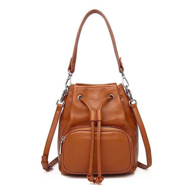 Fashion Bucket Bag Genuine Leather Women Shoulder Bag 2022 Simple Casual Luxury Crossbody Bag Designer Lady Summer Clutch Bag