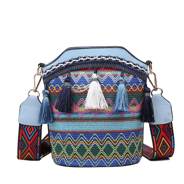 Ethnic Women's Shoulder Bag Knit Tassel Small Crossbody Bag Women Handbag Original Design Postman Bag
