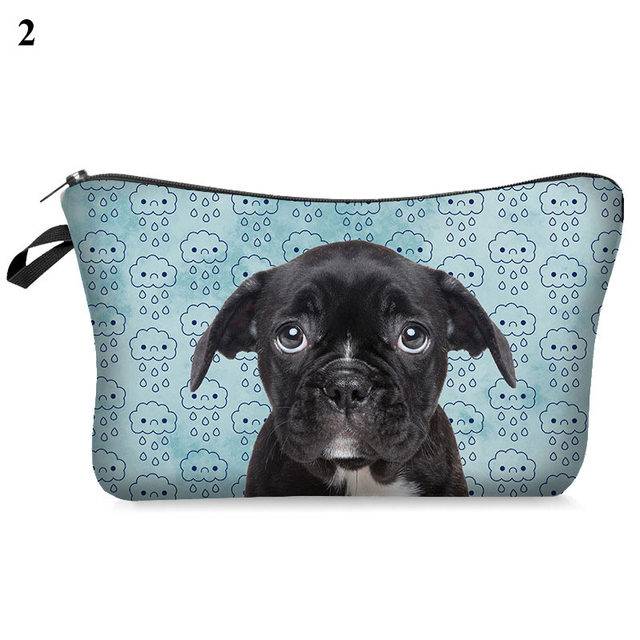 3D Pug Dog Printed Cosmetic Bags Dogs Cute Pattern for Makeup Bag Organizer Necessities Women Travel Woman Small Handbag