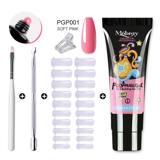 Mobray Poly Nail Gel Set All For Quick Extension Nail Manicure Set Gel Cuticle Pusher Finger Extension Template Nail Tool Kit