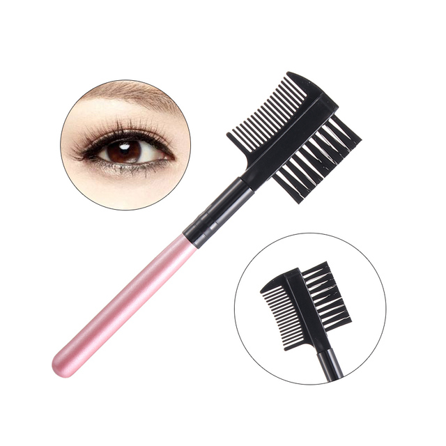 2 in1 Dual Purpose Eyelash Comb Pink Black Eyelash Eyebrow Brush Comb Professional Eye Makeup Tool Eyelash Extension Tool