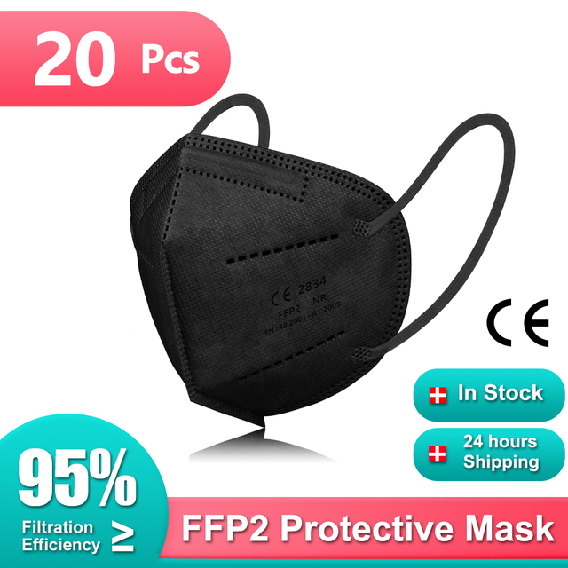 10-200pcs CE KN95 Masks Black White Certified FFP2 Masks FPP2 Approved KN 95 Face Mask 5 Layers FFP2 Mascarillas Negras FFP 2