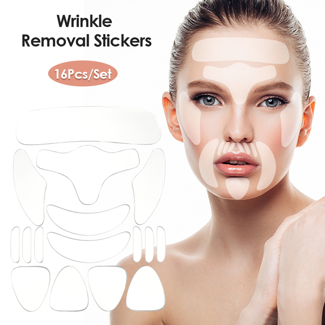 Reusable Silicone Wrinkle Removal Sticker Face Lifting Strips Set Forehead Neck Line Eye Patches Remover Anti Aging Skin Pads