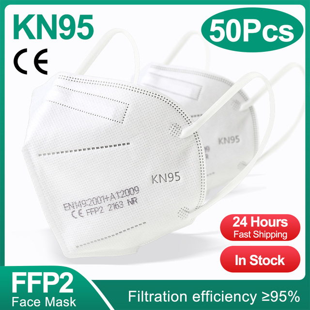 10-200 قطعة معتمد kn95 قناع fpp2 Mascarillas ffp2 homology ada ffp2fan 5 طبقات واقية أقنعة الوجه الأسود قناع جهاز التنفس