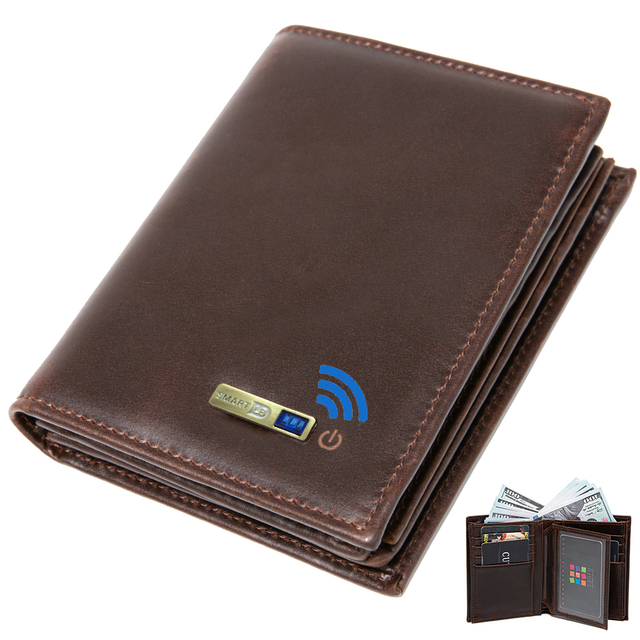 Smart Bluetooth Wallet Men's Genuine Leather Short Wallet Leisure Multifunction Card Holder Package Luxury Business Wallet