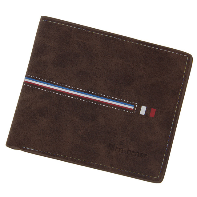 Men's fashion bag men's fashion retro hinge bronzing printing frosted multi card slot solid color leather business small wallet