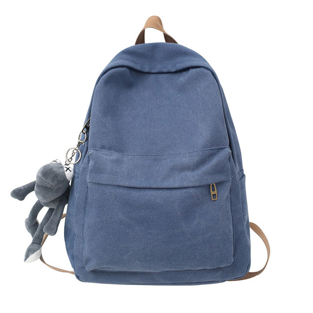 Fashion Canvas Women School Bags School Bags For Teenage Girls High Quality Solid Color Backpack Women Travel Book Bag