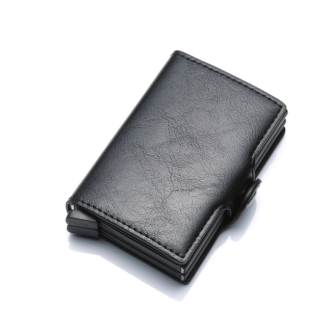 2022 Carbon Fiber Card Holder Double Man Anti-RFID Credit Card Case Metal Wallet Business Bank Small Size Wallet