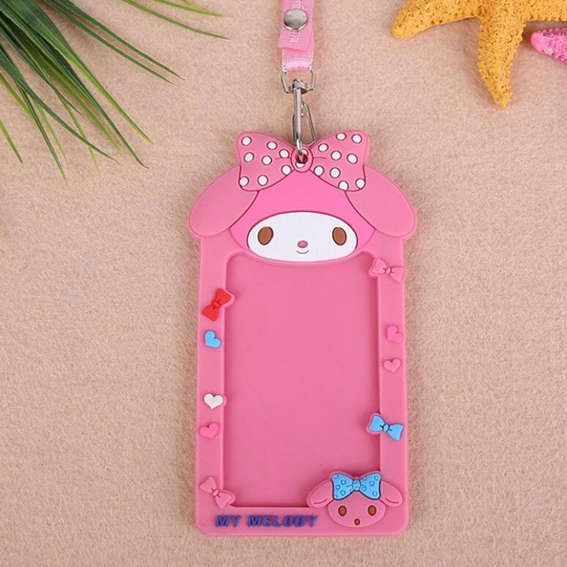 Cute Cartoon Bank Credit Card Holders Women Girl Silica Gel Neck Strap Wallet Card Bus ID ID Badge Lanyard